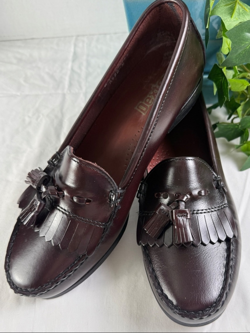 Vintage Dexter Woman Leather Julia Kiltie Tassel Loafers Burgundy 9W Shoes R4224